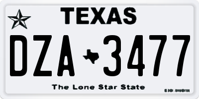 TX license plate DZA3477