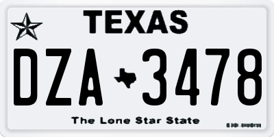 TX license plate DZA3478