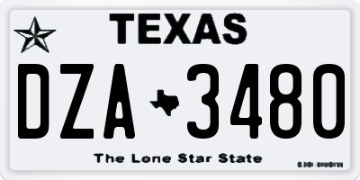 TX license plate DZA3480
