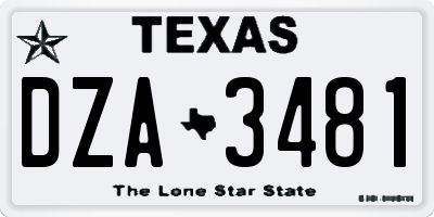 TX license plate DZA3481