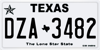 TX license plate DZA3482