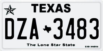 TX license plate DZA3483