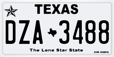 TX license plate DZA3488
