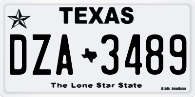 TX license plate DZA3489