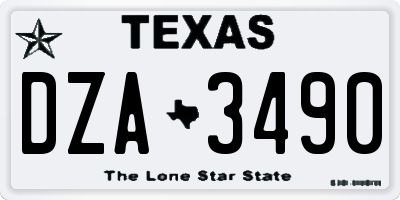 TX license plate DZA3490