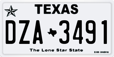 TX license plate DZA3491