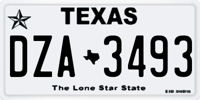 TX license plate DZA3493