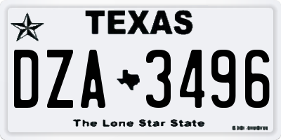 TX license plate DZA3496