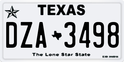 TX license plate DZA3498