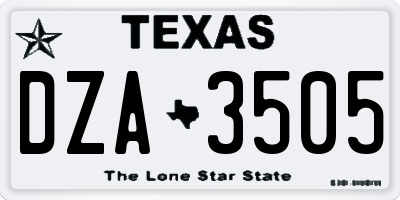TX license plate DZA3505