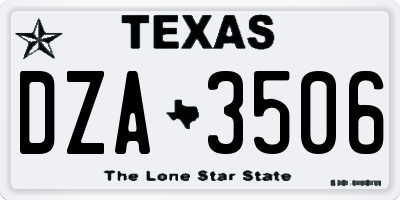 TX license plate DZA3506