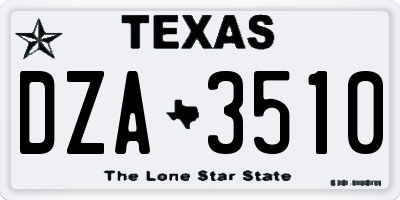 TX license plate DZA3510