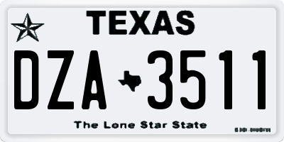 TX license plate DZA3511