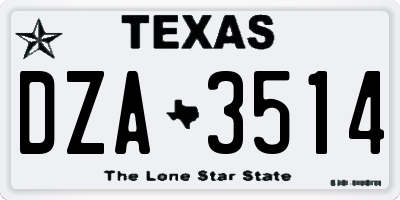TX license plate DZA3514
