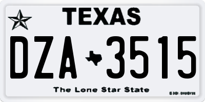 TX license plate DZA3515