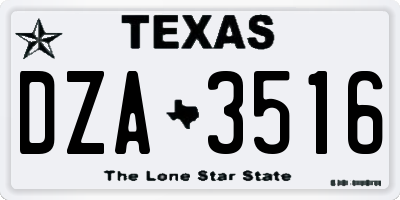 TX license plate DZA3516