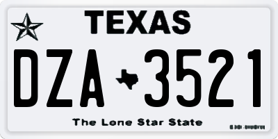 TX license plate DZA3521