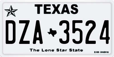 TX license plate DZA3524