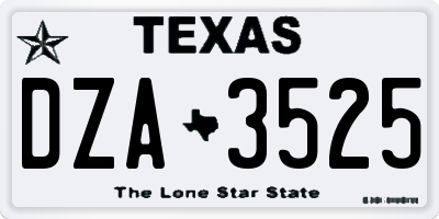 TX license plate DZA3525