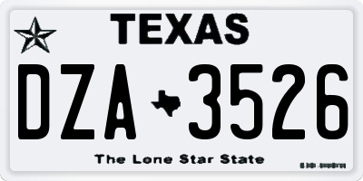 TX license plate DZA3526