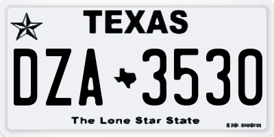 TX license plate DZA3530