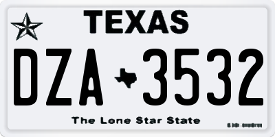 TX license plate DZA3532