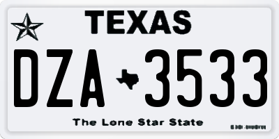 TX license plate DZA3533