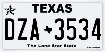 TX license plate DZA3534