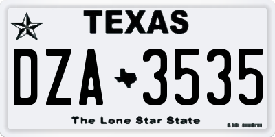 TX license plate DZA3535