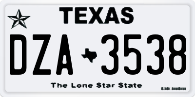 TX license plate DZA3538