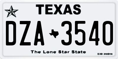 TX license plate DZA3540