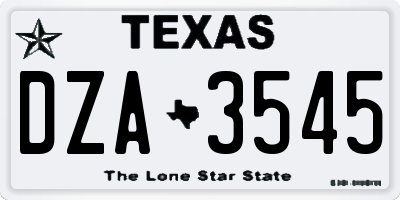 TX license plate DZA3545