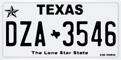 TX license plate DZA3546