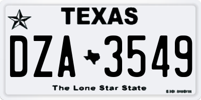 TX license plate DZA3549