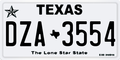 TX license plate DZA3554