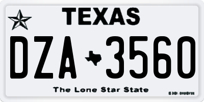 TX license plate DZA3560