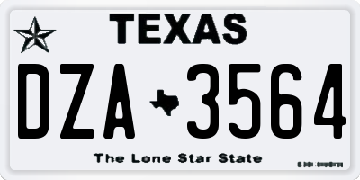 TX license plate DZA3564