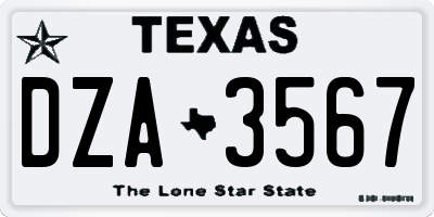 TX license plate DZA3567