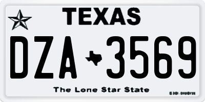 TX license plate DZA3569