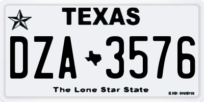 TX license plate DZA3576