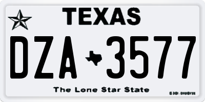 TX license plate DZA3577