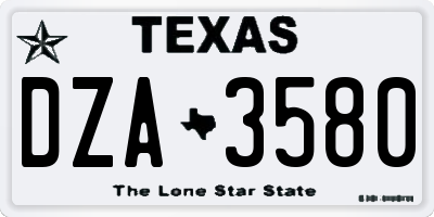 TX license plate DZA3580