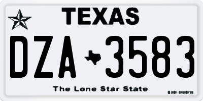 TX license plate DZA3583