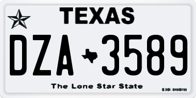 TX license plate DZA3589