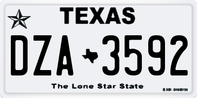 TX license plate DZA3592