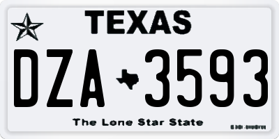 TX license plate DZA3593