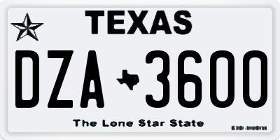 TX license plate DZA3600