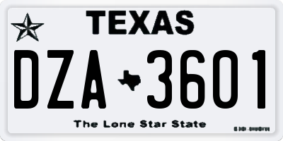 TX license plate DZA3601