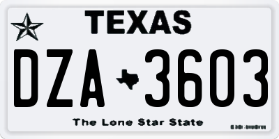 TX license plate DZA3603