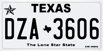 TX license plate DZA3606